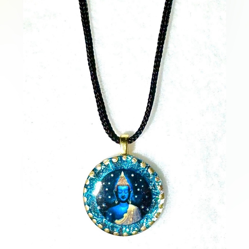 Blue Buddha Pendant Necklace